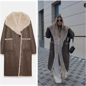 Zara Reversible Faux Fur Double Faced Coat